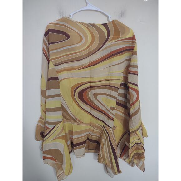 Jaipur‎ Bohemian Crinkle Chiffon Blouse XXL Retro 70s Lagenlook Groovy Hippie - Picture 6 of 6